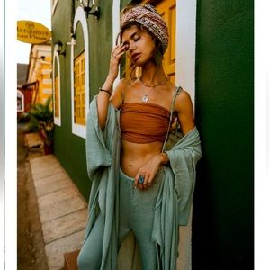 Studio Tia suspender pants and slit cape set